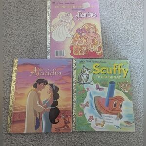 Little Golden Books Set - Aladdin, Barbie, Scuffy